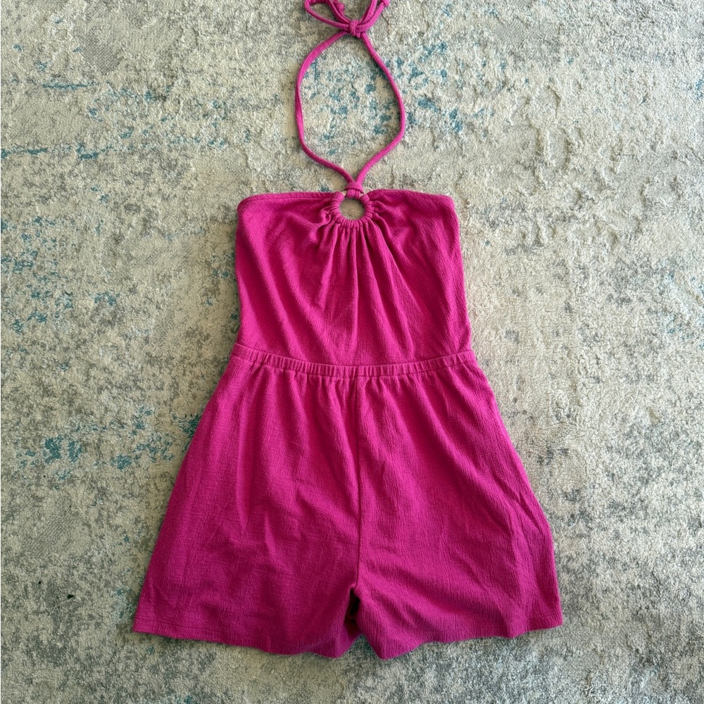 Old Navy Hot Pink Halter Romper with Ring Detail